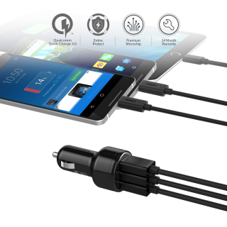 AUKEY USB adaptér do auta 3 porty quick charger CC-T11