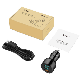 AUKEY USB adaptér do auta 3 porty quick charger CC-T11