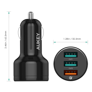 AUKEY USB adaptér do auta 3 porty quick charger CC-T11