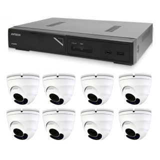 Kamerový set 1x AVTECH NVR AVH2109AX a 8x 5MPX IP Dome kamera AVTECH DGM5406ASE + 8x Kabel UTP 1x RJ45 - 1x RJ45 Cat5e 15m!