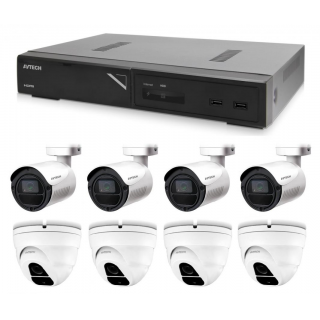 Kamerový set 1x AVTECH NVR AVH2109AX, 4x 2MPX IP Bullet kamera AVTECH DGM2103ASVP a 4x 2MPX IP Dome kamera AVTECH DGM2203ASVSEP + 8x Kabel UTP 1x RJ45 - 1x RJ45 Cat5e 15m!