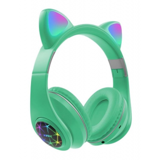 Oxe Bluetooth bezdrátová dětská sluchátka s ouškama, zelená H-807-G