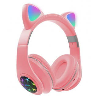 Oxe Bluetooth bezdrátová dětská sluchátka s ouškama, růžová H-807-P