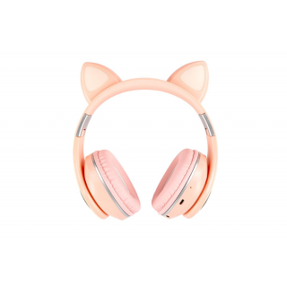 Oxe Bluetooth bezdrátová dětská sluchátka s ouškama, růžová H-807-P