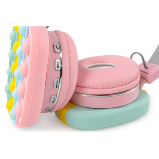 Oxe Bluetooth bezdrátová dětská sluchátka Pop It, růžová