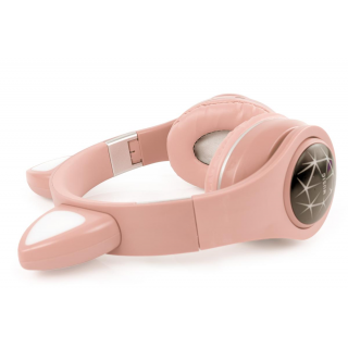 Oxe Bluetooth bezdrátová dětská sluchátka s ouškama, růžová H-807-P