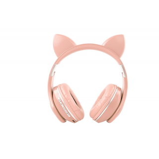 Oxe Bluetooth bezdrátová dětská sluchátka s ouškama, růžová H-807-P