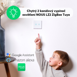 NOUS LZ2 ZigBee Tuya 2 kanálový vypínač