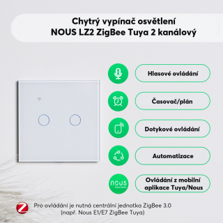 NOUS LZ2 ZigBee Tuya 2 kanálový vypínač