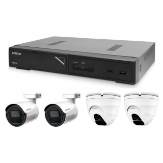 Kamerový set 1x AVTECH NVR AVH2109AX, 2x 2MPX IP Bullet kamera AVTECH DGM2103ASVP a 2x 2MPX IP Dome kamera AVTECH DGM2203ASVSEP + 4x Kabel UTP 1x RJ45 - 1x RJ45 Cat5e 15m!