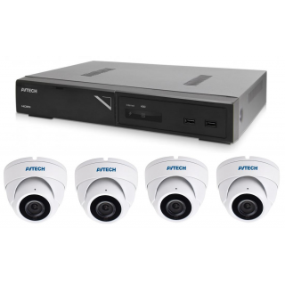 Kamerový set 1x AVTECH NVR AVH2109AX a 4x 8MPX IP Dome kamera AVTECH DGM8208SVAT + 4x Kabel UTP 1x RJ45 - 1x RJ45 Cat5e 15m!