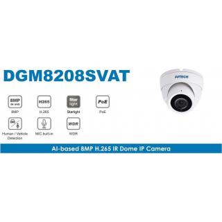 Kamerový set 1x AVTECH NVR AVH2109AX a 4x 8MPX IP Dome kamera AVTECH DGM8208SVAT + 4x Kabel UTP 1x RJ45 - 1x RJ45 Cat5e 15m!