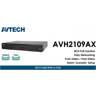 Kamerový set 1x AVTECH NVR AVH2109AX, 4x 2MPX IP Bullet kamera AVTECH DGM2103ASVP a 4x 2MPX IP Dome kamera AVTECH DGM2203ASVSEP + 8x Kabel UTP 1x RJ45 - 1x RJ45 Cat5e 15m!
