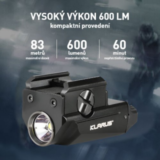 KLARUS GL1 VÝKONNÁ TAKTICKÁ LAMPA NA ZBRAŇ