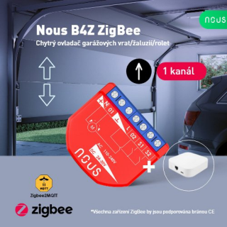 NOUS B4Z SMART ZIGBEE OVLÁDAČ ŽALÚZIÍ A GARÁŽOVÝCH BRÁN