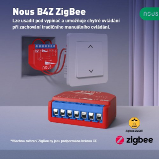 NOUS B4Z SMART ZIGBEE OVLÁDAČ ŽALÚZIÍ A GARÁŽOVÝCH BRÁN