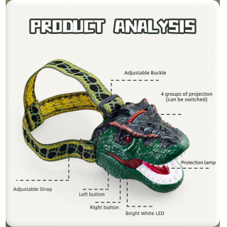OXE LED ČELOVKA S PROJEKTOROM - DINOSAURUS