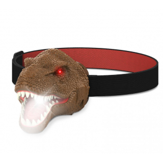 OXE LED ČELOVÁ LAMPA SO ZVUKOM DINOSAURUS, HNEDÁ