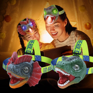 OXE LED čelová svítilna se zvukem Dilofosaurus