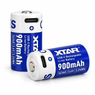 XTAR 16340 3,6 V 900 mAh USB-C 2,7 A nabíjecí Li-ion baterie