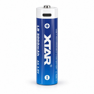 XTAR set 4× AA 1,5 V 3000 mAh USB-C nabíjecích Li-ion baterií + USB-C multinabíječka