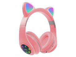 Oxe Bluetooth bezdrátová dětská sluchátka s ouškama, růžová H-807-P 