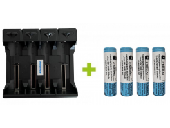 OXE nabíječka baterií 18650 / 26650 / 21700 / 16340 / 14500 / 10440, 4 porty 